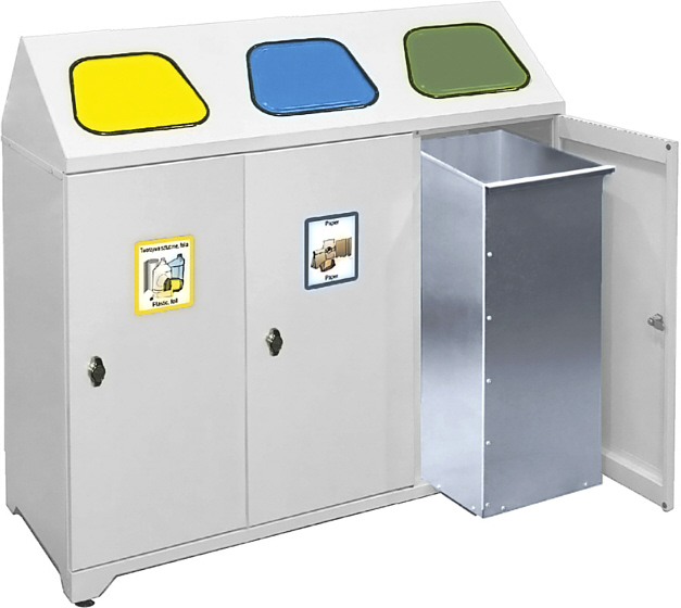 Pojemnik na odpady 3-komorowy z nalepkami